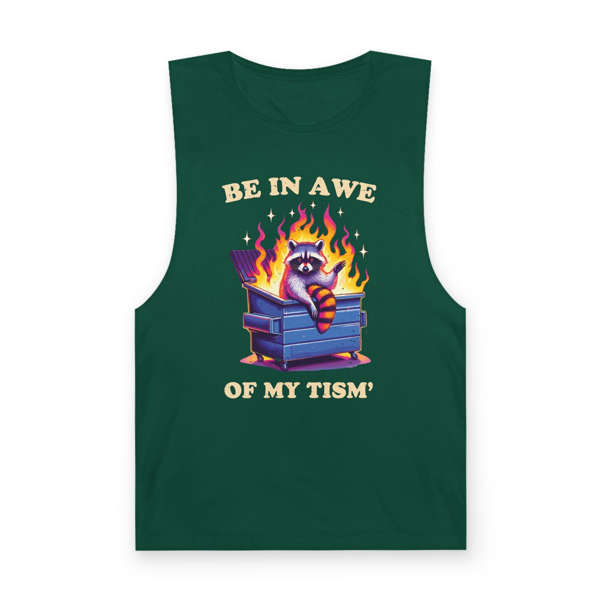 Be in Awe of My Tism Funny Raccoon Tank Top