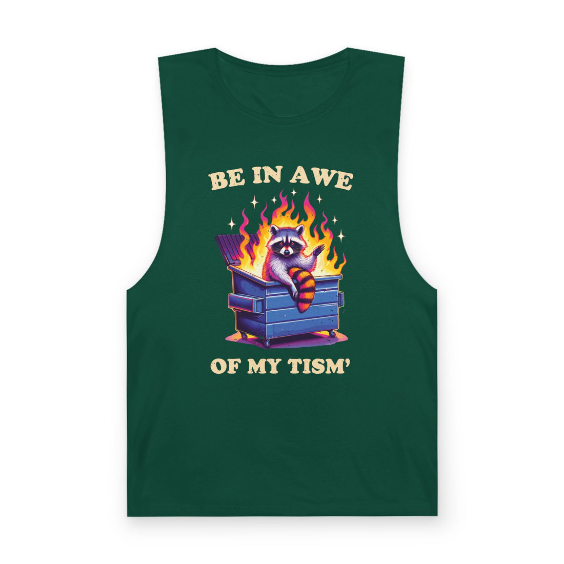 Be in Awe of My Tism Funny Raccoon Tank Top