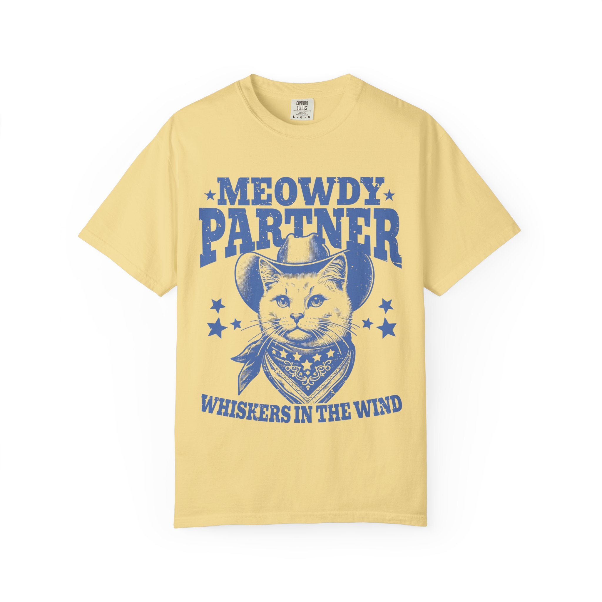 Meowdy Partner - 'Whiskers in the Wind' Cowboy Cat T‑Shirt