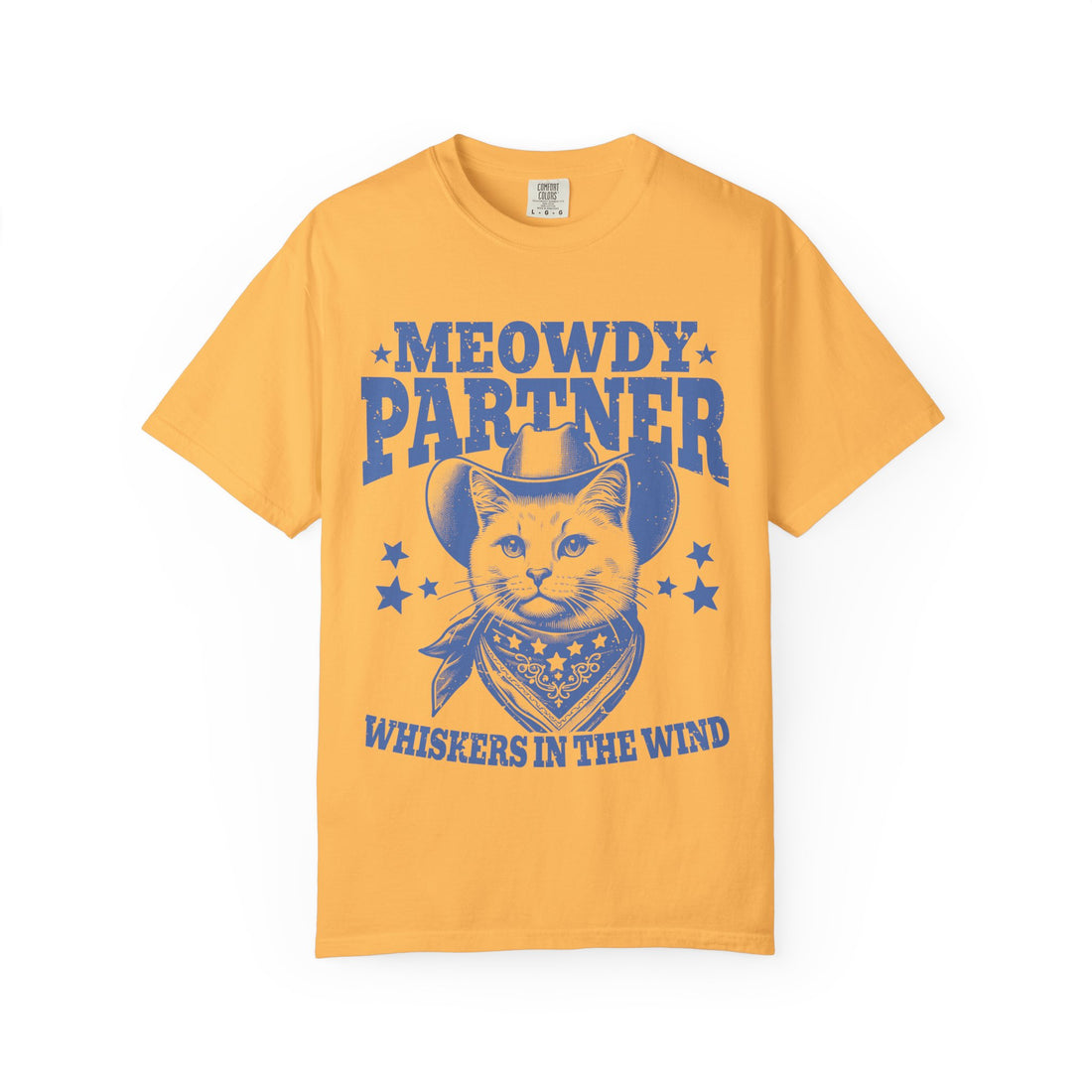 Meowdy Partner - 'Whiskers in the Wind' Cowboy Cat T‑Shirt