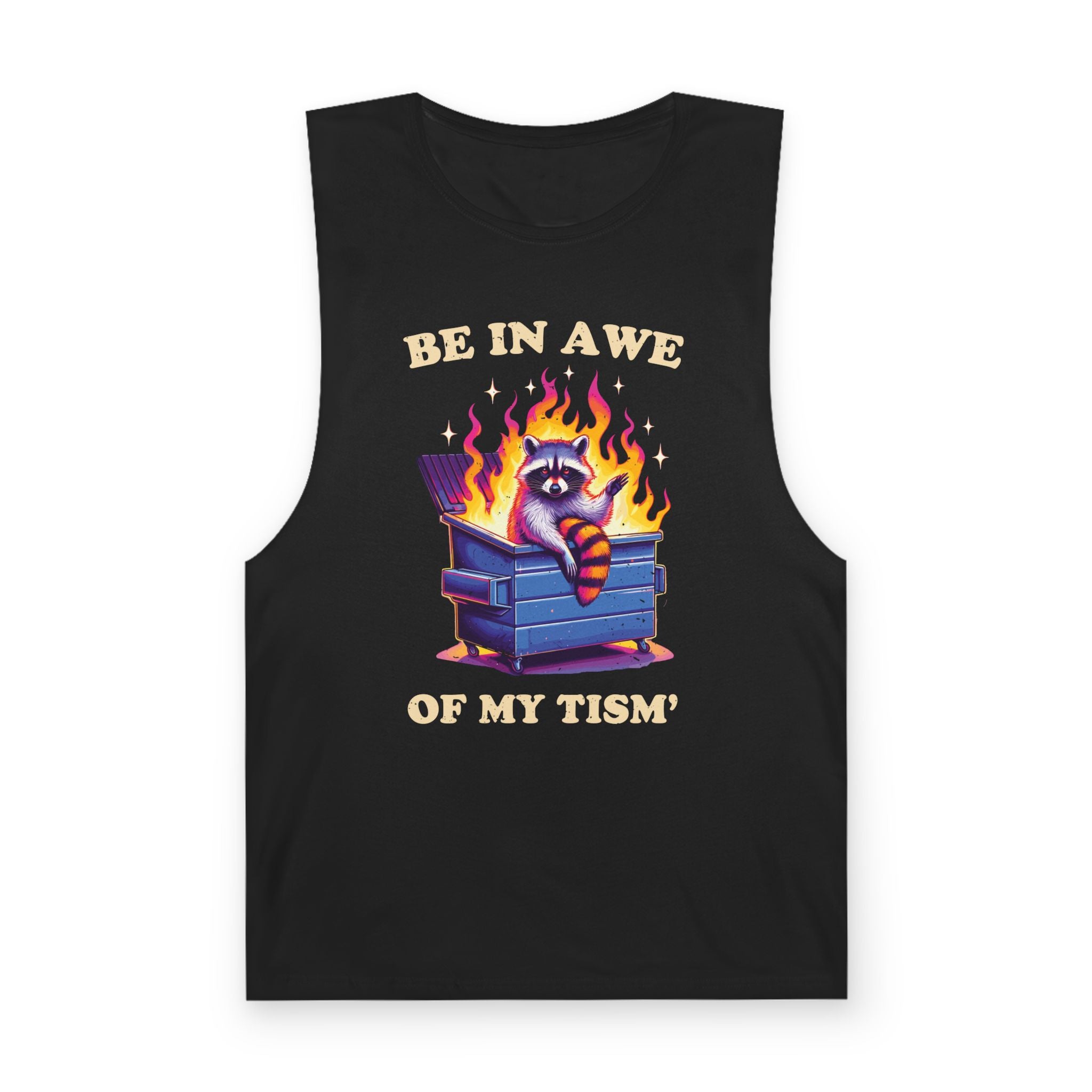 Be in Awe of My Tism Funny Raccoon Tank Top