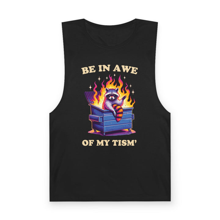 Be in Awe of My Tism Funny Raccoon Tank Top