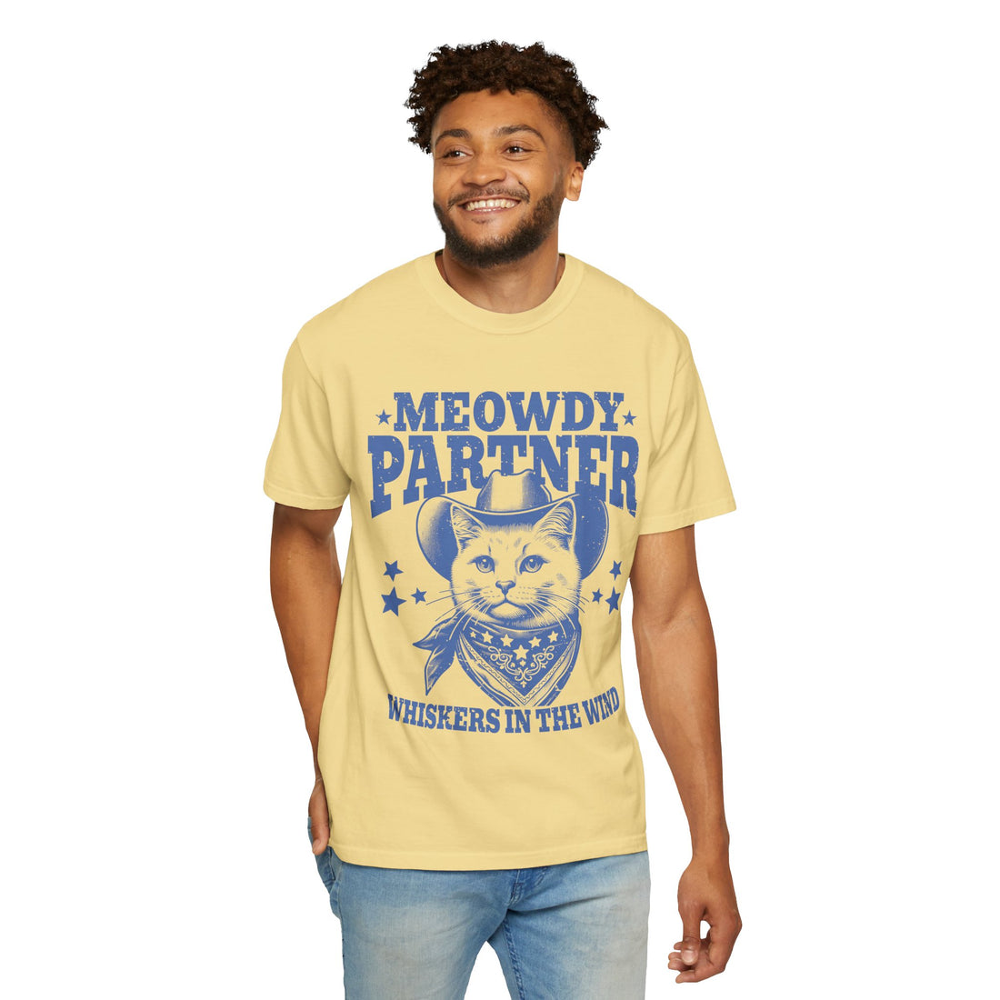 Meowdy Partner - 'Whiskers in the Wind' Cowboy Cat T‑Shirt