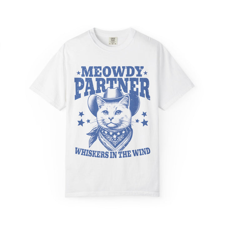 Meowdy Partner - 'Whiskers in the Wind' Cowboy Cat T‑Shirt