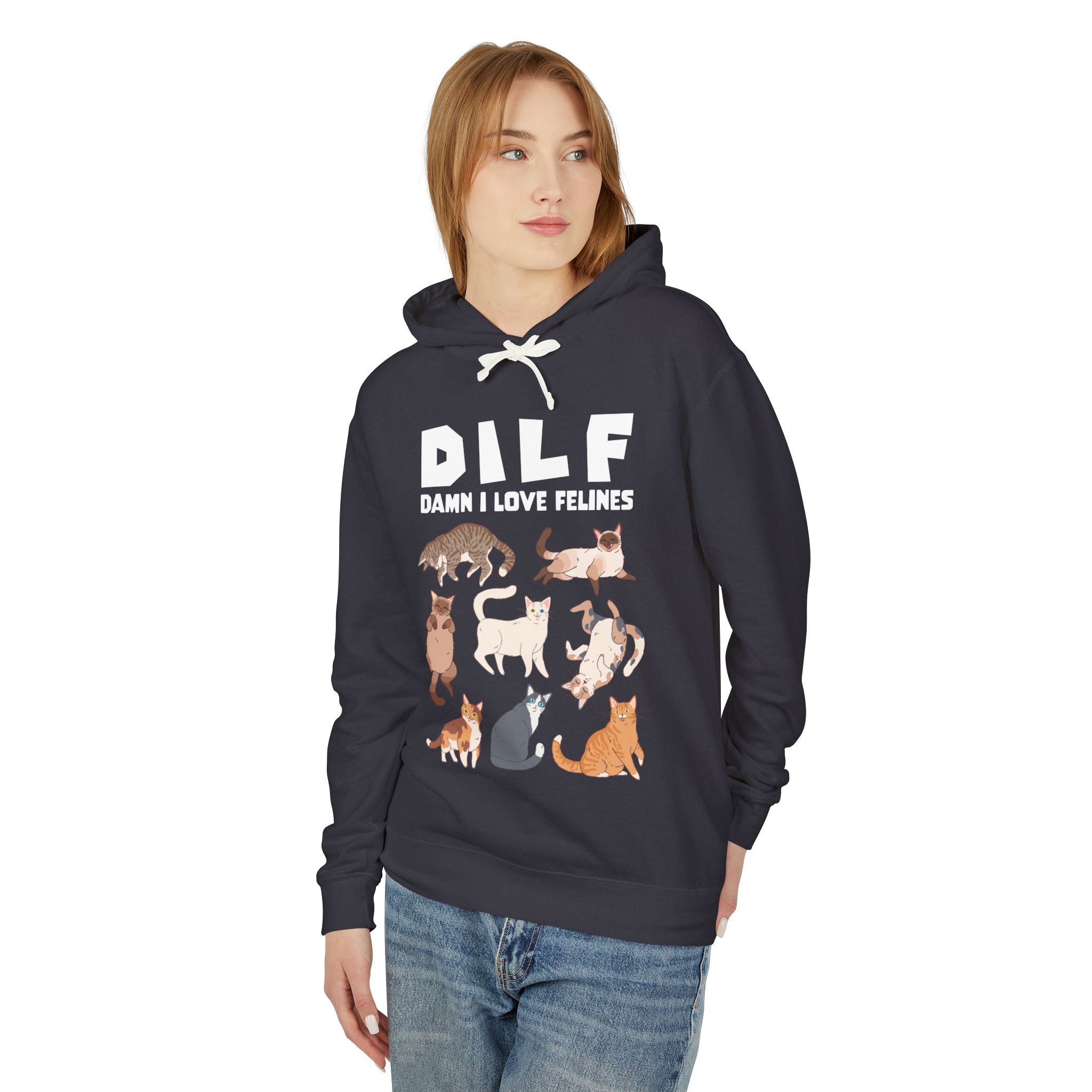 DILF Damn I Love Felines Hoodie