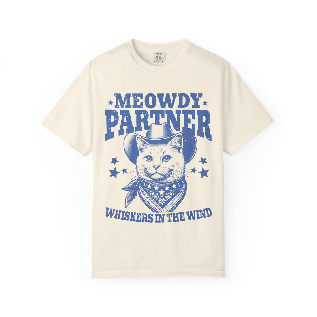 Meowdy Partner - 'Whiskers in the Wind' Cowboy Cat T‑Shirt