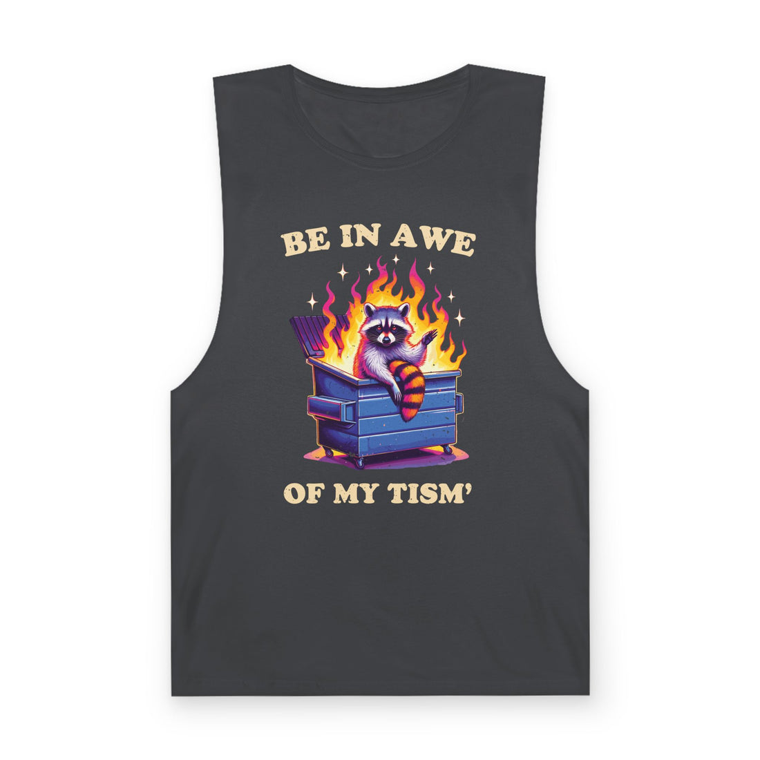 Be in Awe of My Tism Funny Raccoon Tank Top